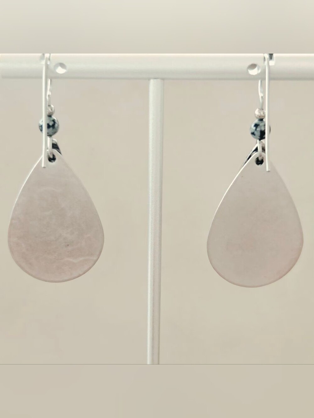 ​Mixed Metal Silver & Black Filigree Teardrop Dangle Earrings - Picture 4 of 6